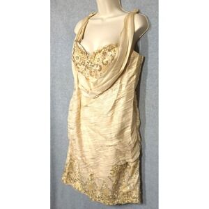Vtg Mac Duggal Couture Silk Jeweled Embroidered Cocktail Dress 18 Chic Beauty